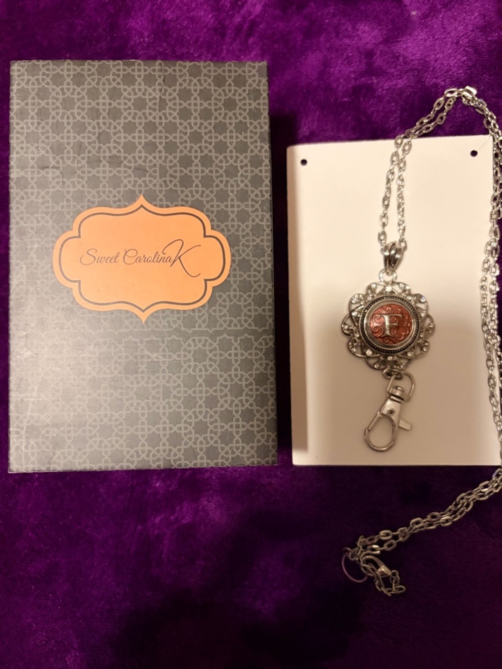 Sweet Carolina K Silver Locket Necklace with Coral Accent